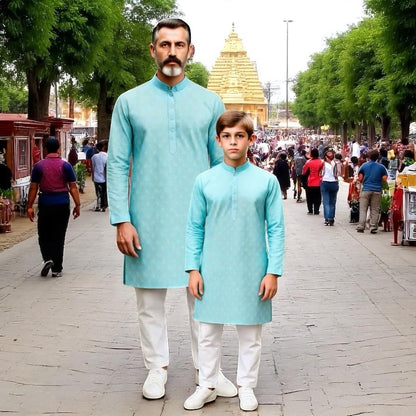 Chikankari father-son family combo set