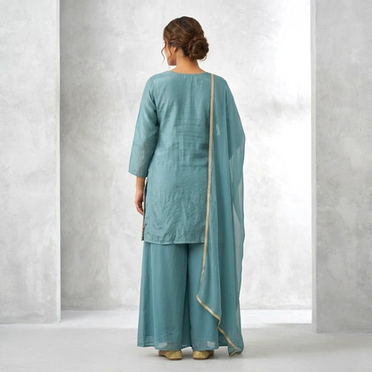Plus size embroidered palazzo kurta Set