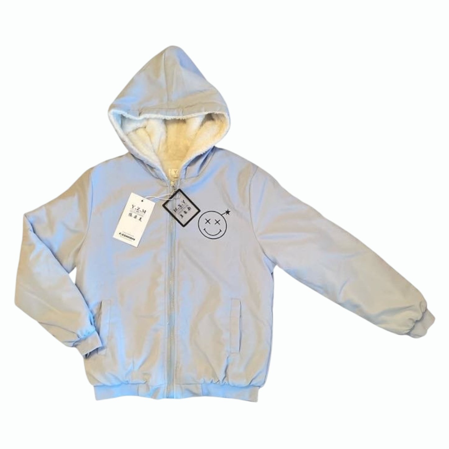 Yizimei boutique girls jacket with faux fur inside.