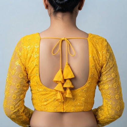 Festive style embroidered and sequined blouse