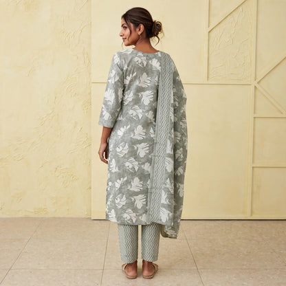 Botanical Print Straight Kurta Set
