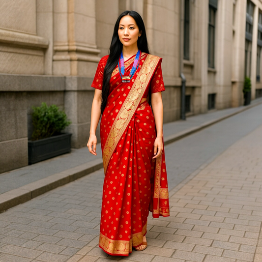 Zarika Kumkum sari only. Fall and pico done.