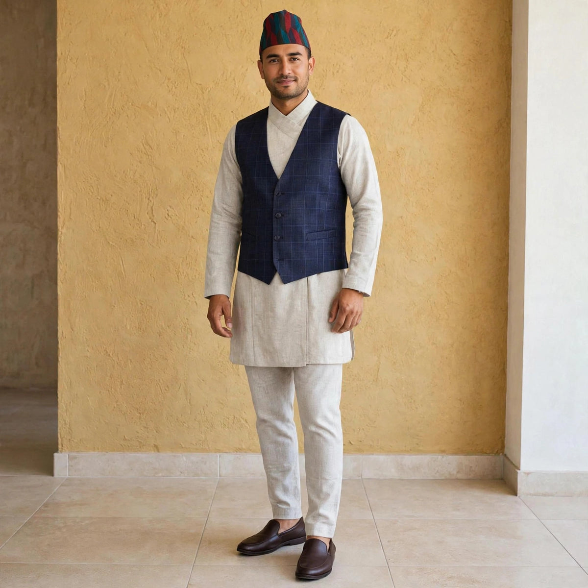 Elastic waist Daura suruwal gorkhali ethnic suit/Coat and hat not included.