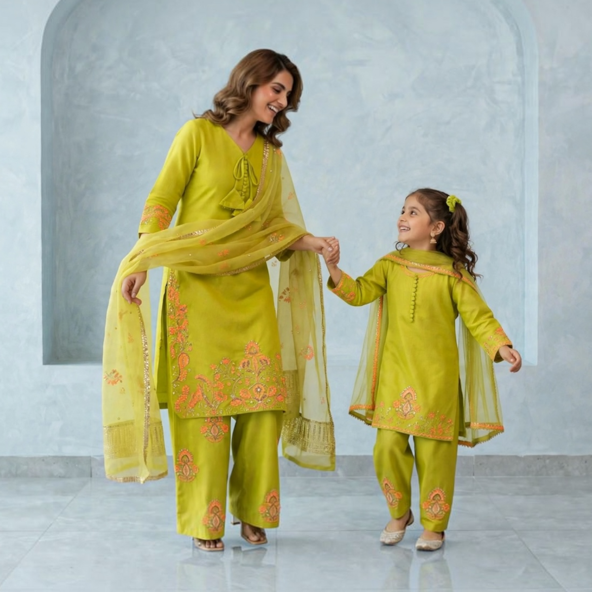 Embroidered palazzo style farshi salwar suit