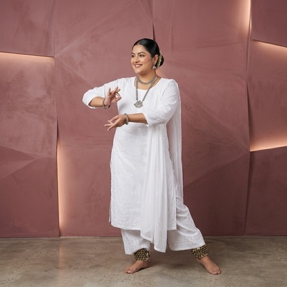 Plus and regular size chikankari palazzo kurta set
