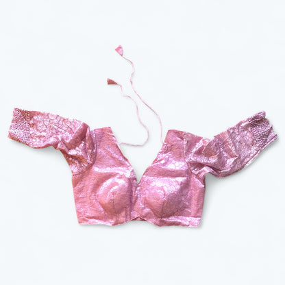 Net saree and blouse set with glitter and thread work