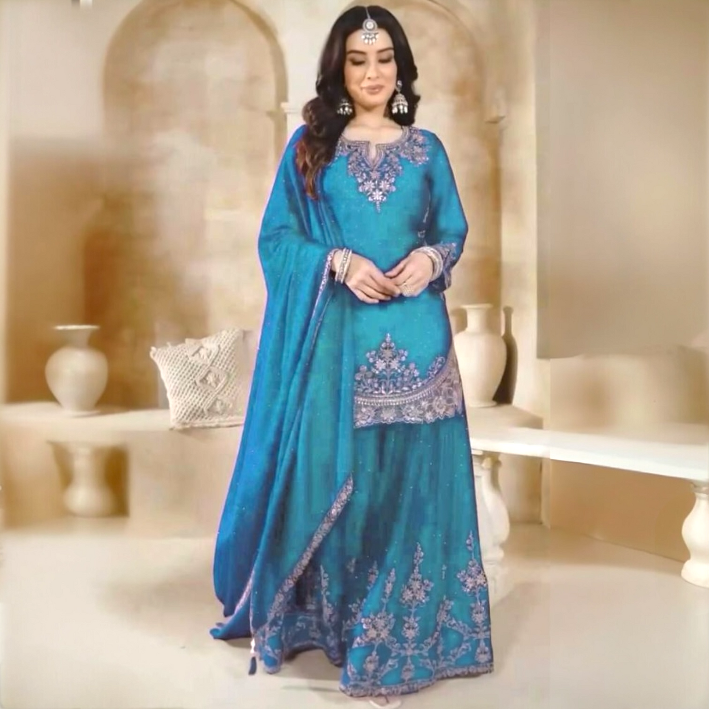 Plus size fancy designer sharara set