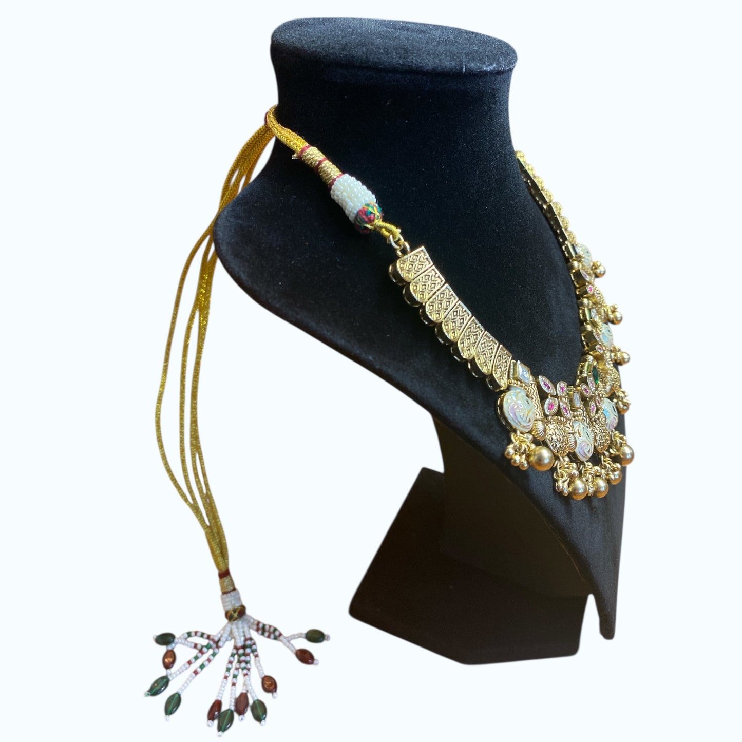 Ethnic looks temple necklace and earrings set