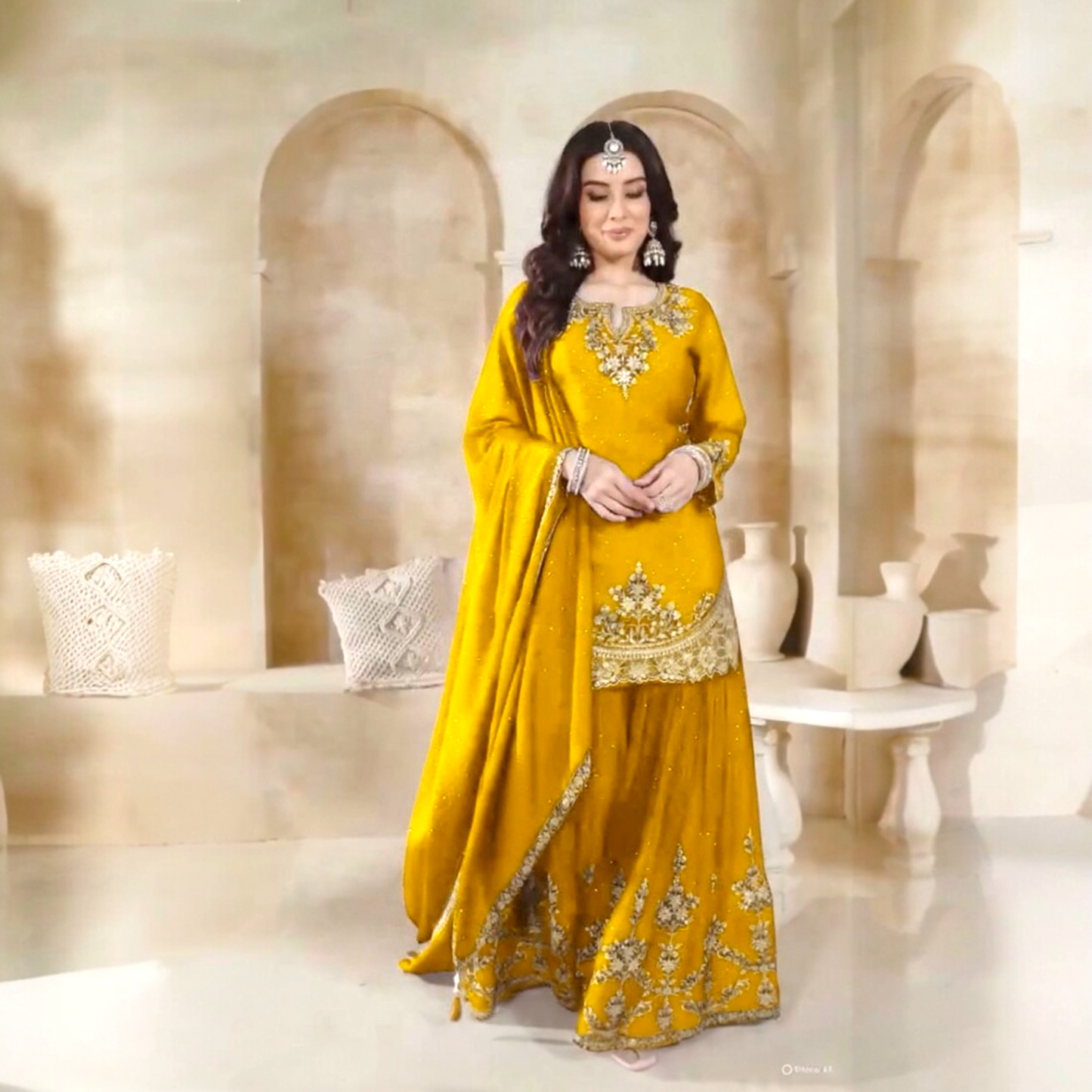 Plus size fancy designer sharara set