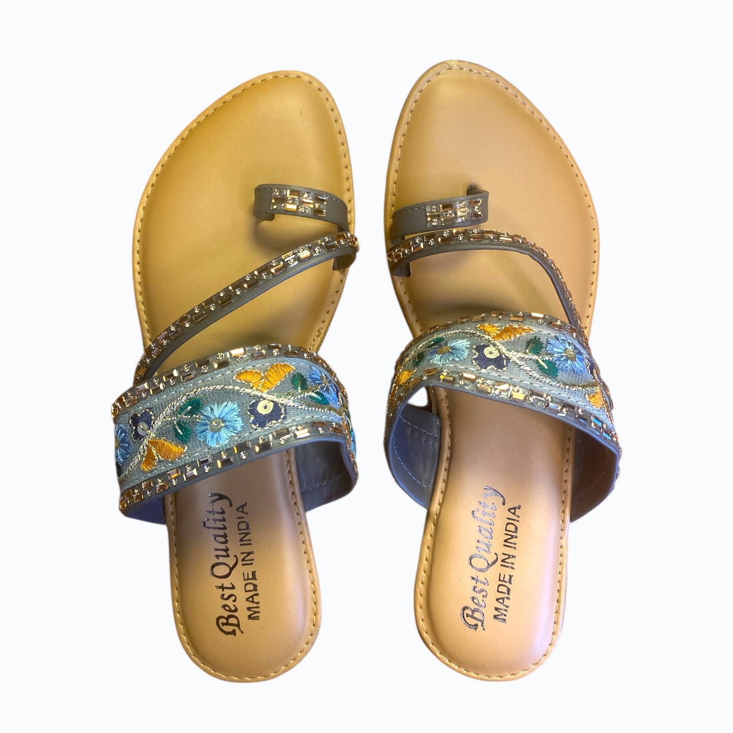 Embroidered Toe-Ring Ethnic Sandals – Kolhapuri Style
