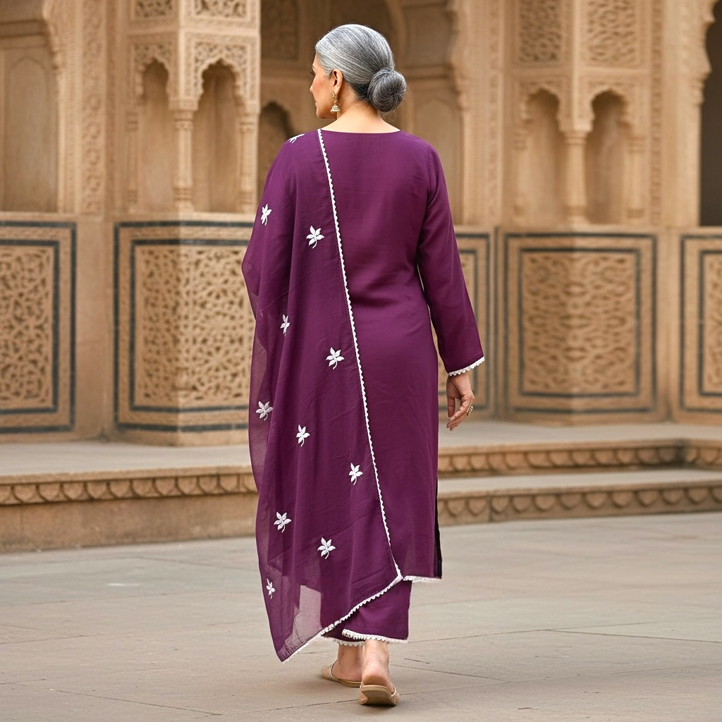 Plus size chikankari palazzo set