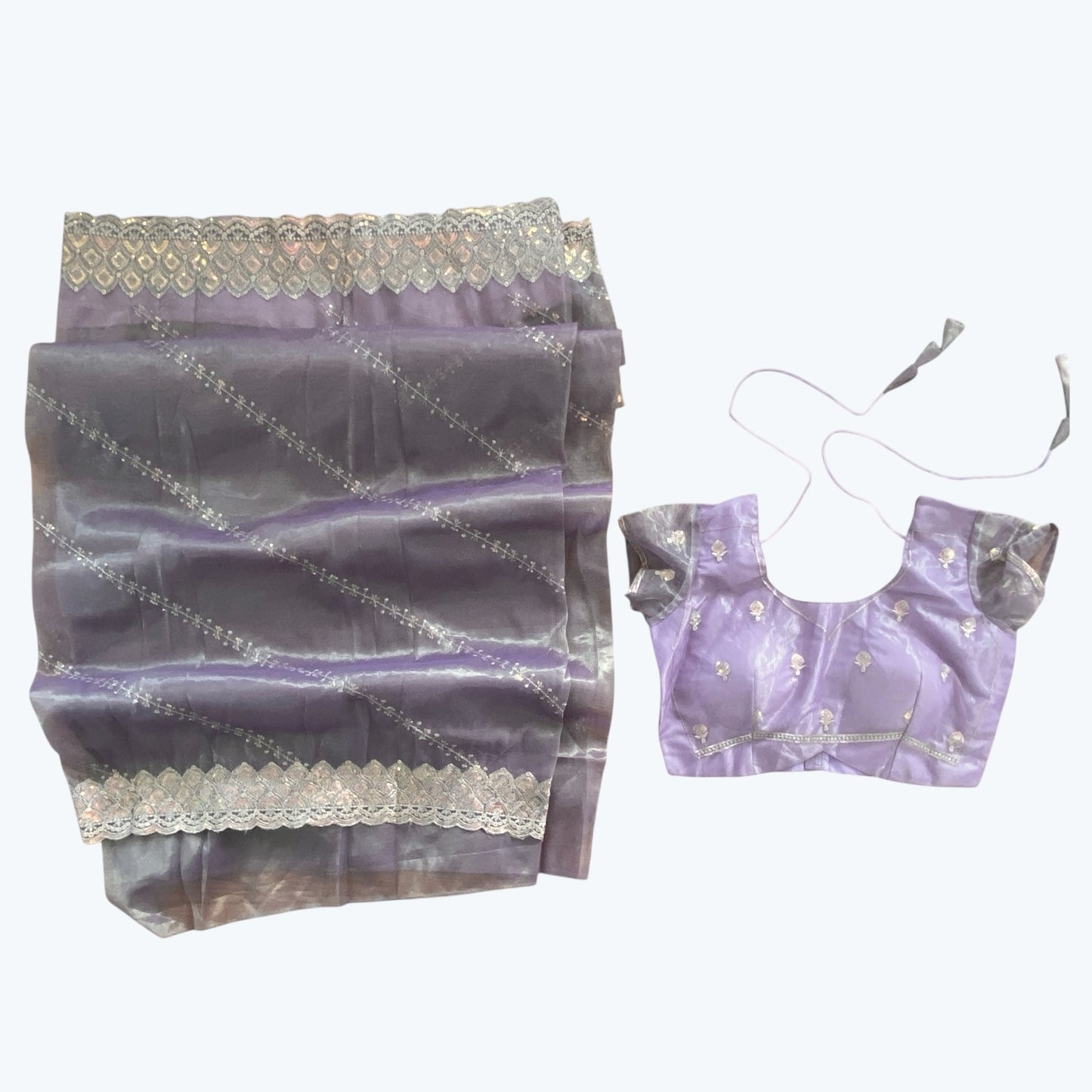 Zari work boutique saree and blouse set