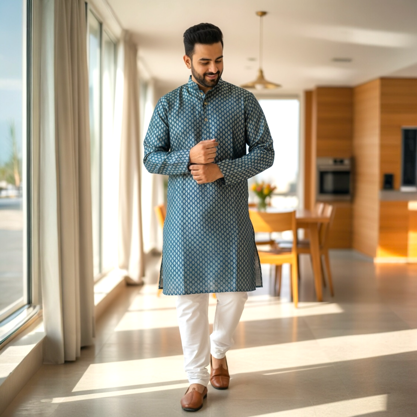 Ankle length with elestic waist churidar kurta set