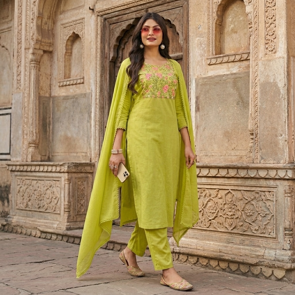 Straight fit summer kurta set