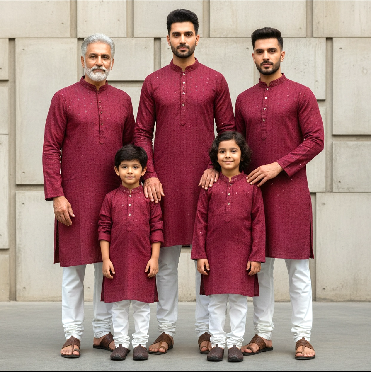 Chikankari father-son family combo set
