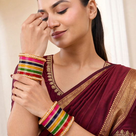Multi color thin size bangles for occasions