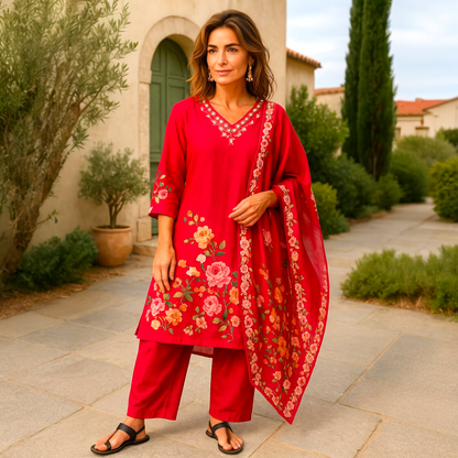 Floral straight kurta set