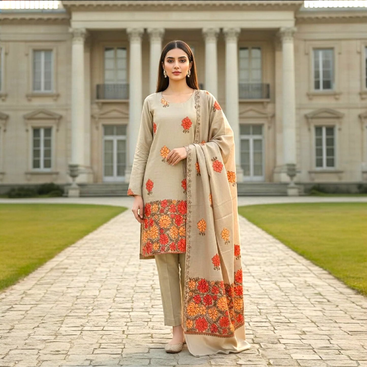 Customized floral kurta set