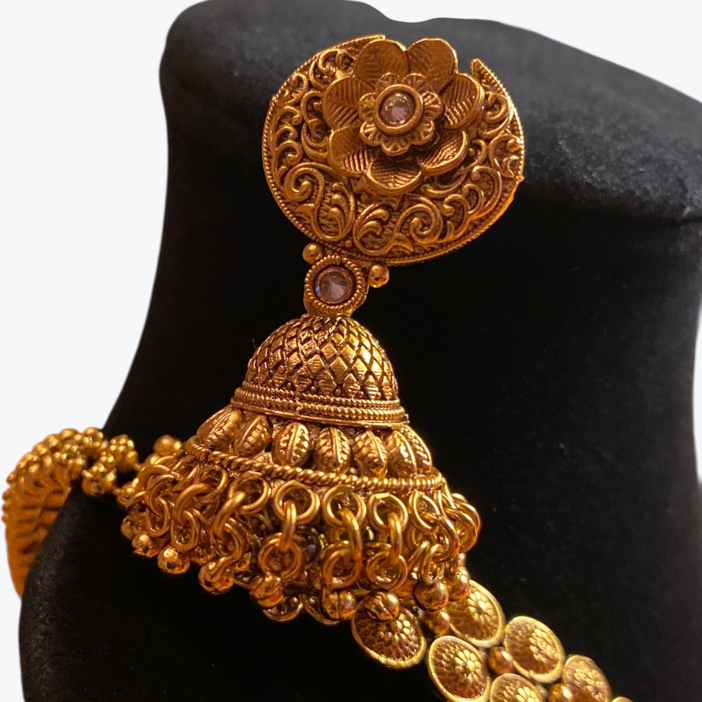 Long Chain Necklace with Pendant and earrings set