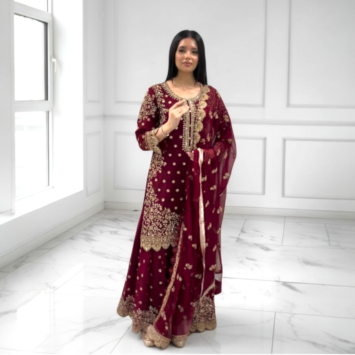 Plus size palazzo Suit With Dupatta For Party Wear