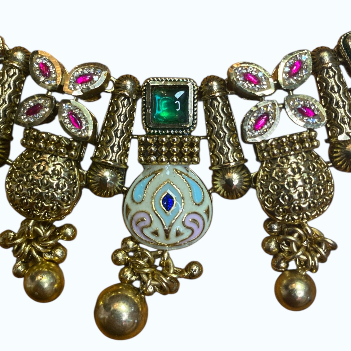 Ethnic looks temple necklace and earrings set