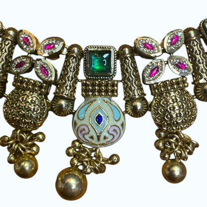Ethnic looks temple necklace and earrings set