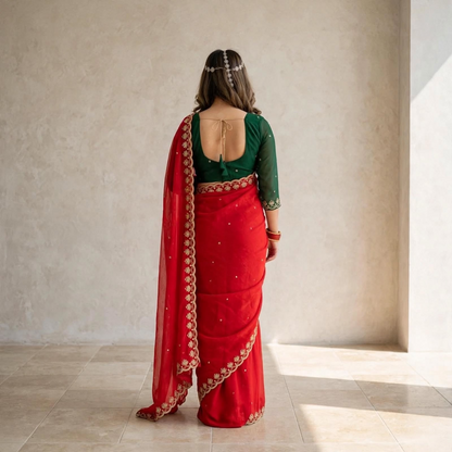 Customized blouse with lightweight saree