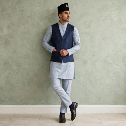 Elastic-waist Daura suruwal gorkhali ethnic suit/Coats and hat not included