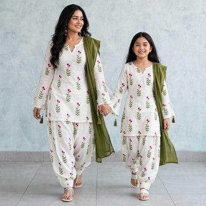 Farshi Salwar mother-daughter matching set