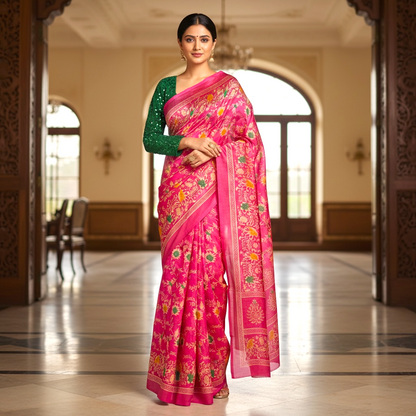 Lightweight floral print saree only