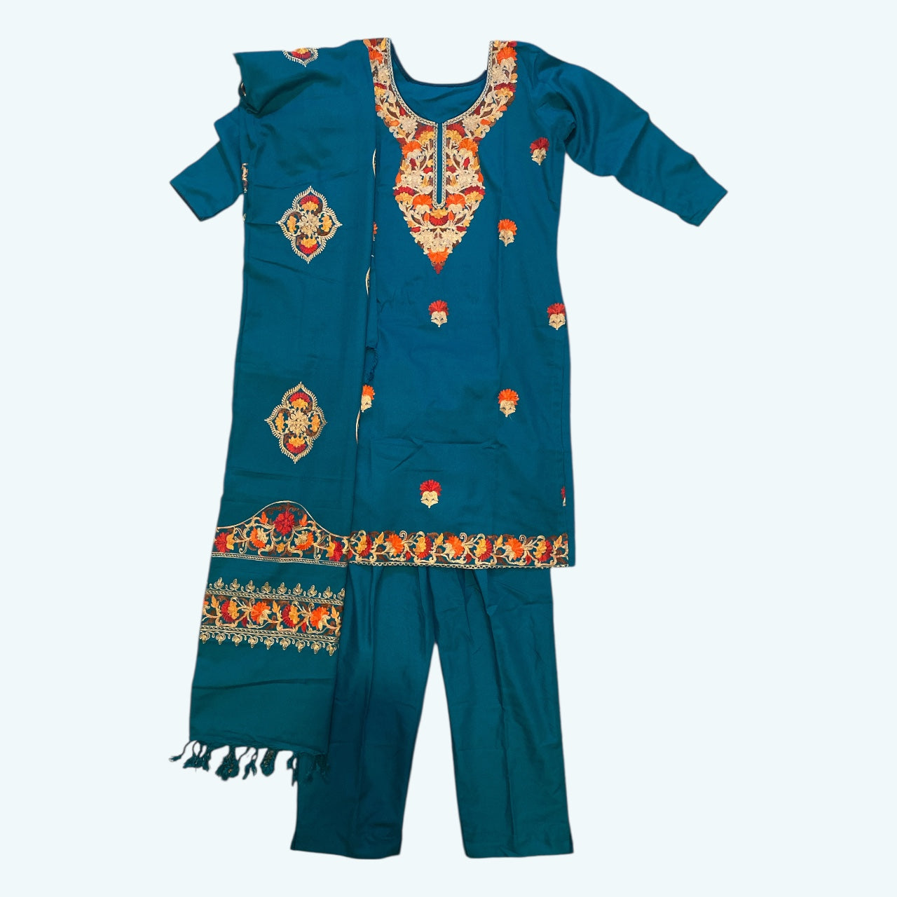 Customized embroidered winter kurta set