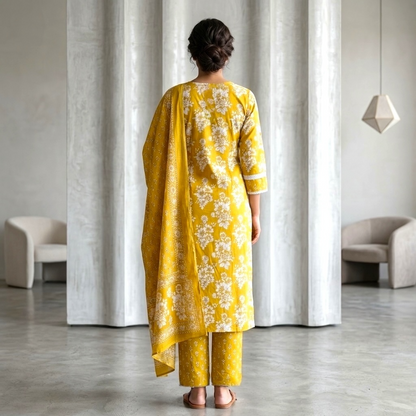Radiant mustard Flora kurta set