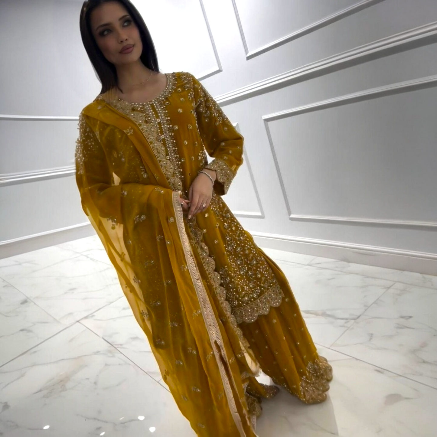 Plus size palazzo Suit With Dupatta For Party Wear