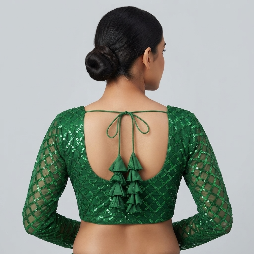Festive style embroidered and sequined blouse