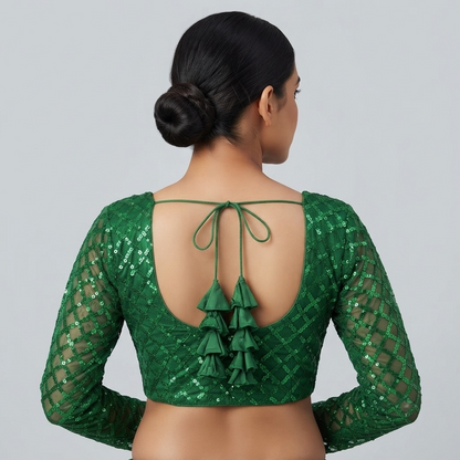 Festive style embroidered and sequined blouse