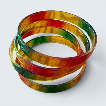 Om Sawan rainbow glass bangles