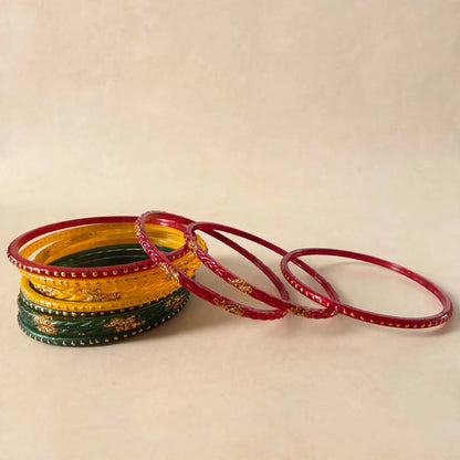 Gurudev Tri-color glass bangles