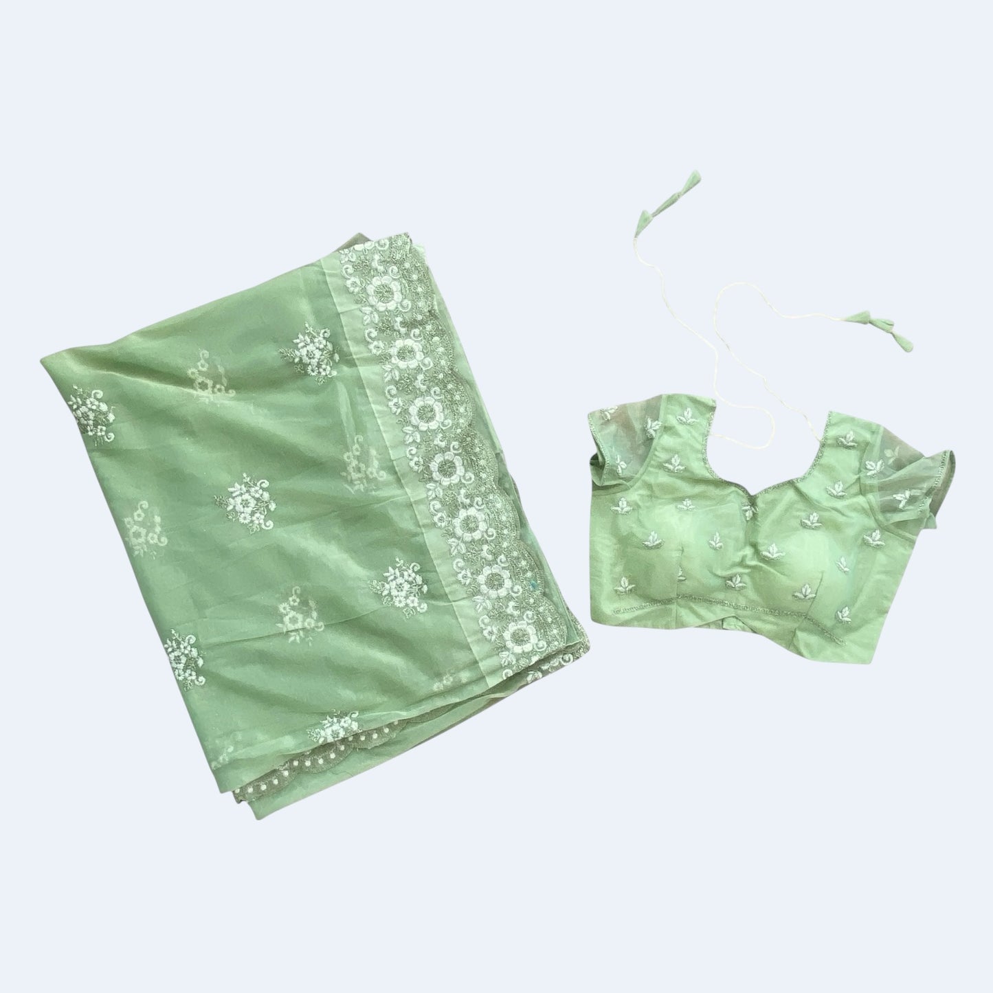 Thread work boutique saree and blouse set