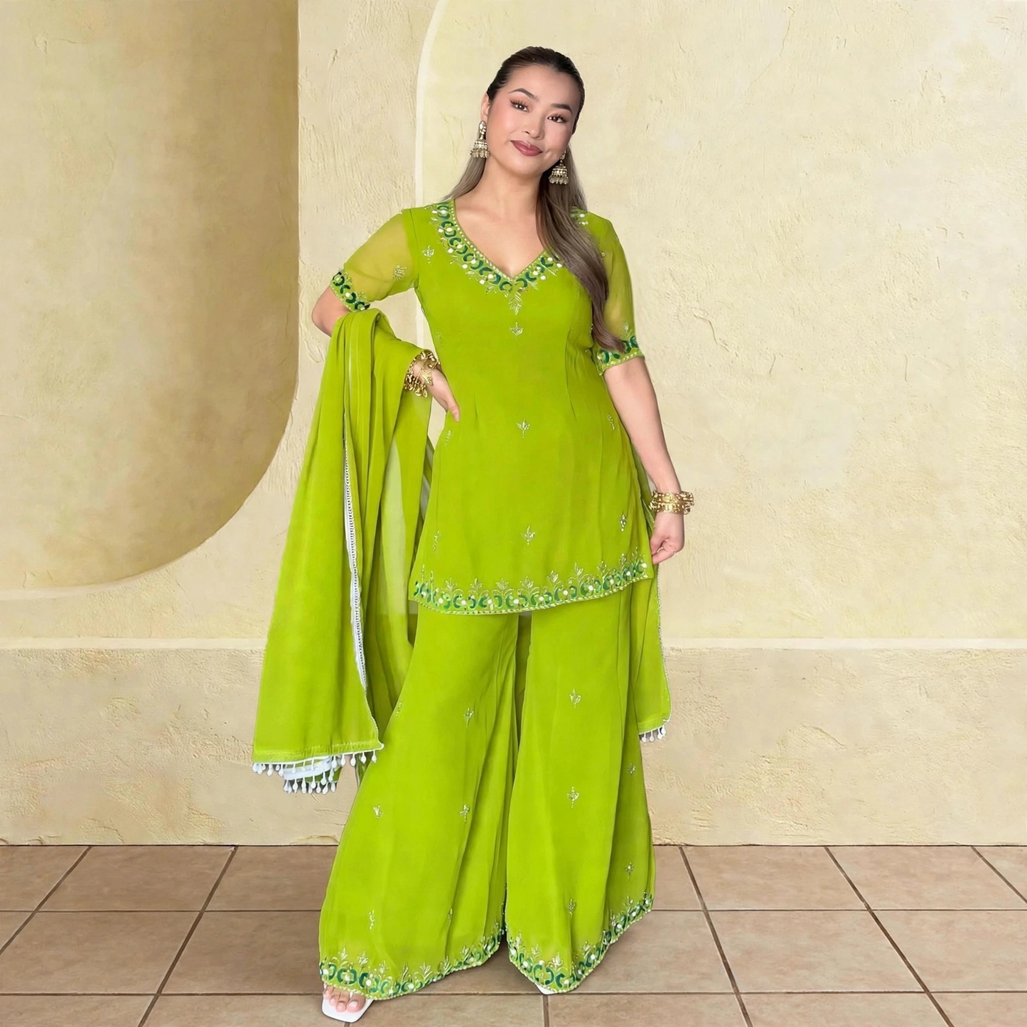 90's-inspired short kurti palazzo set