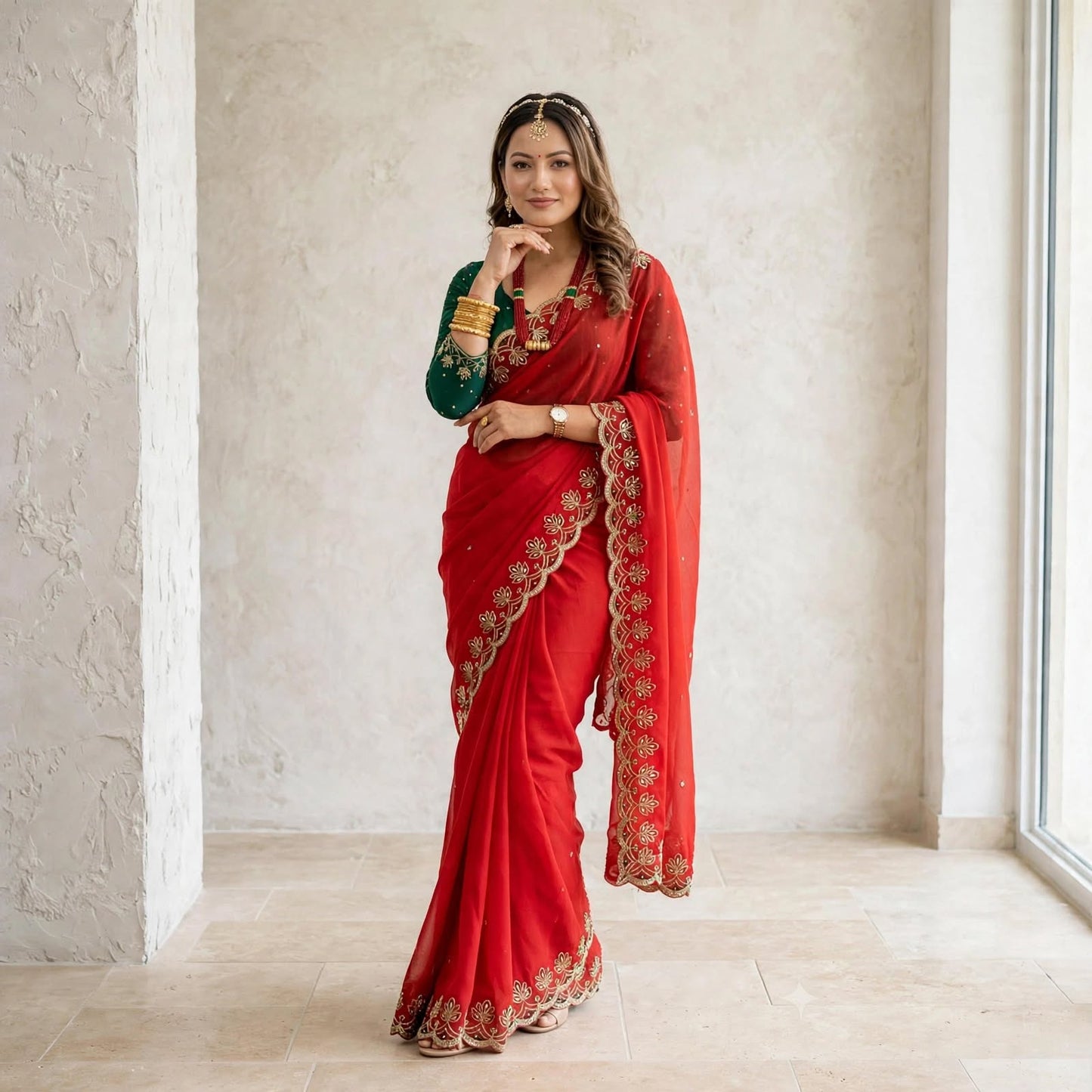 Customized blouse with lightweight saree