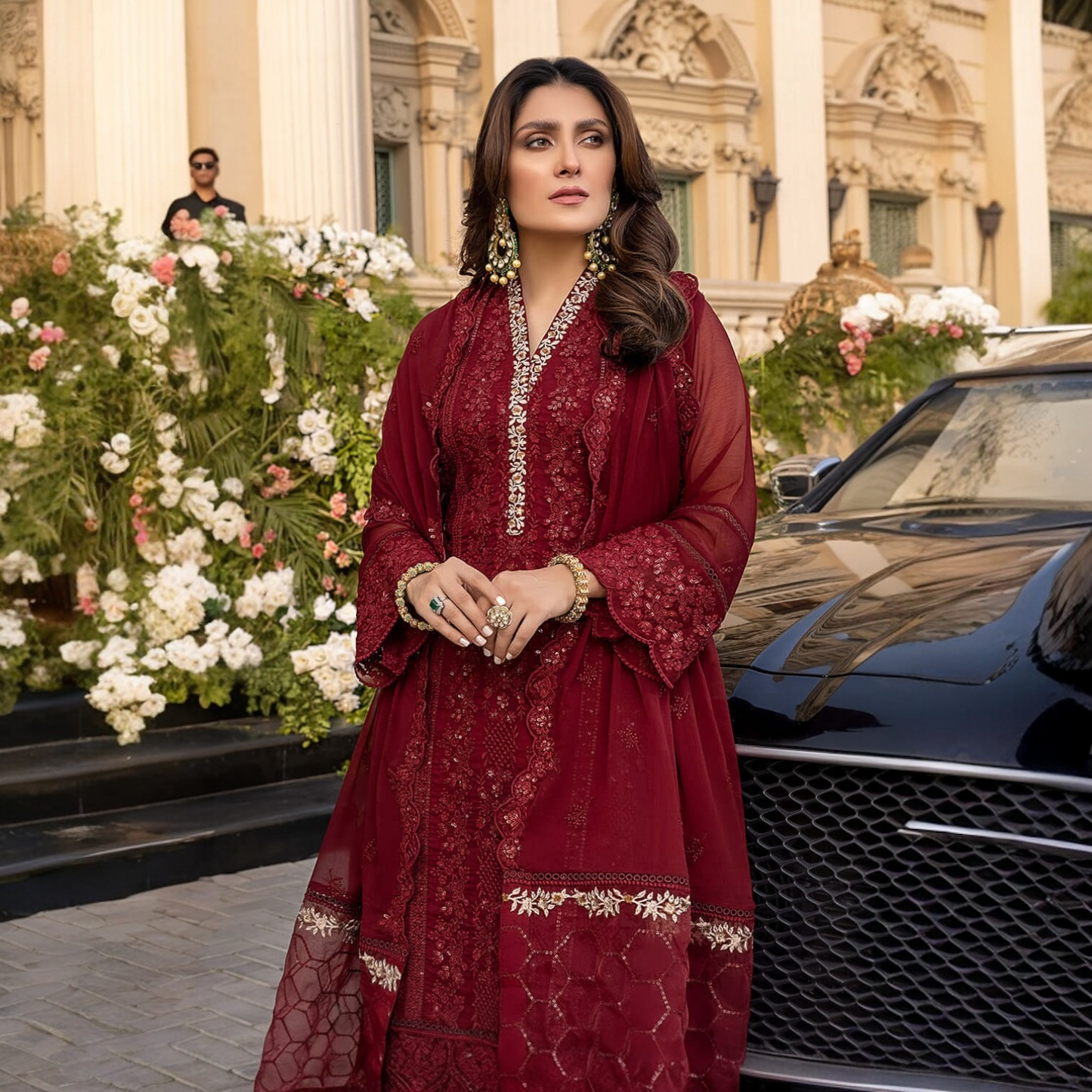 Azure Sequins embroidered Pakistani party wear