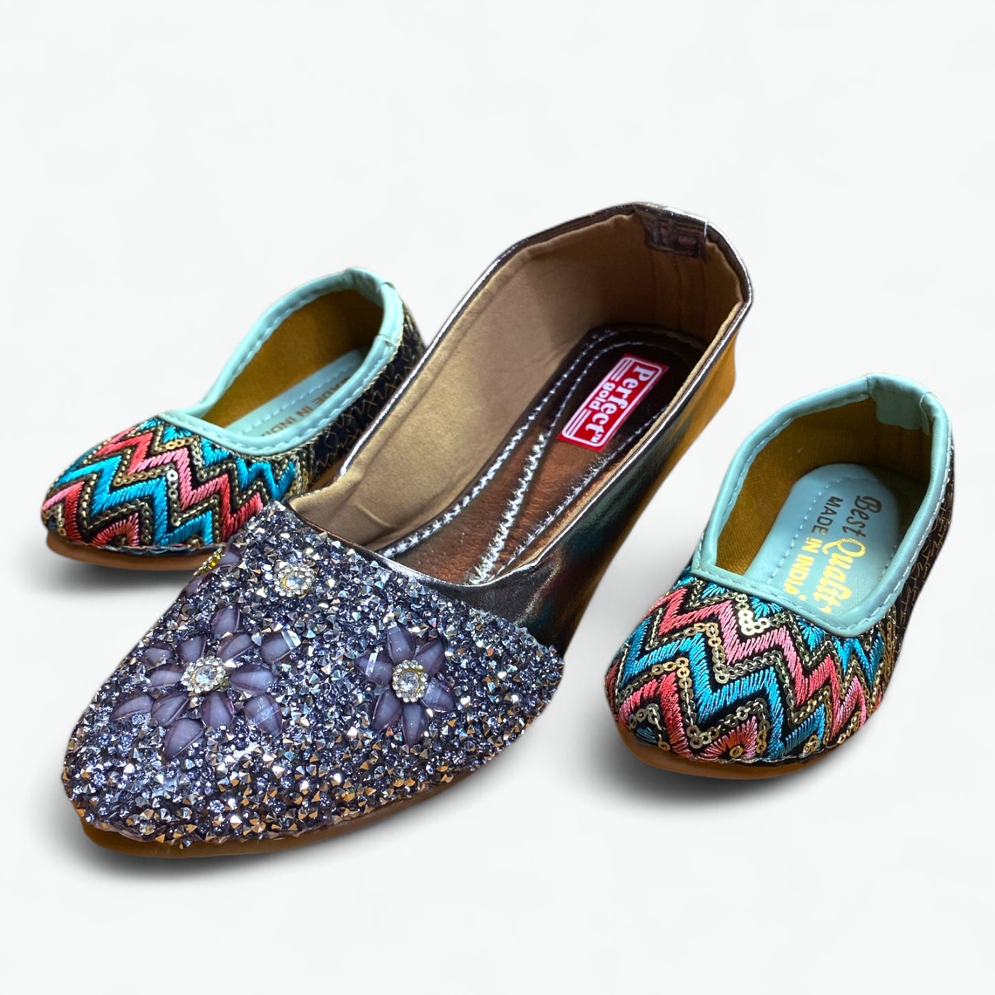 Zigzag Zari Work embroidered Shoes