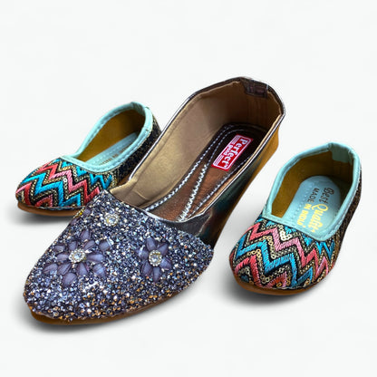 Zigzag Zari Work embroidered Shoes