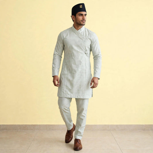 Elastic-waist Daura suruwal gorkhali ethnic suit/Coats and hat not included.