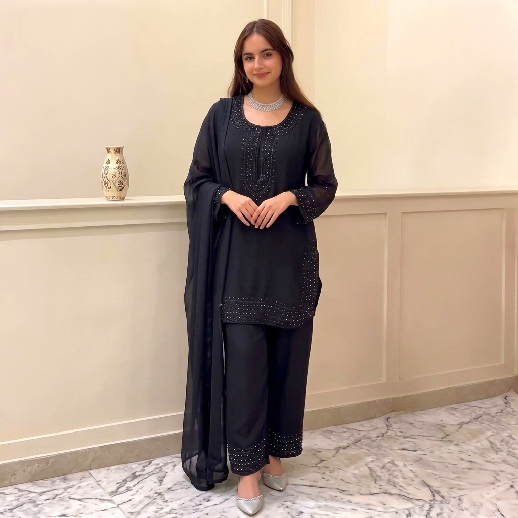 Heavy beaded and salwar kameez palazzo set