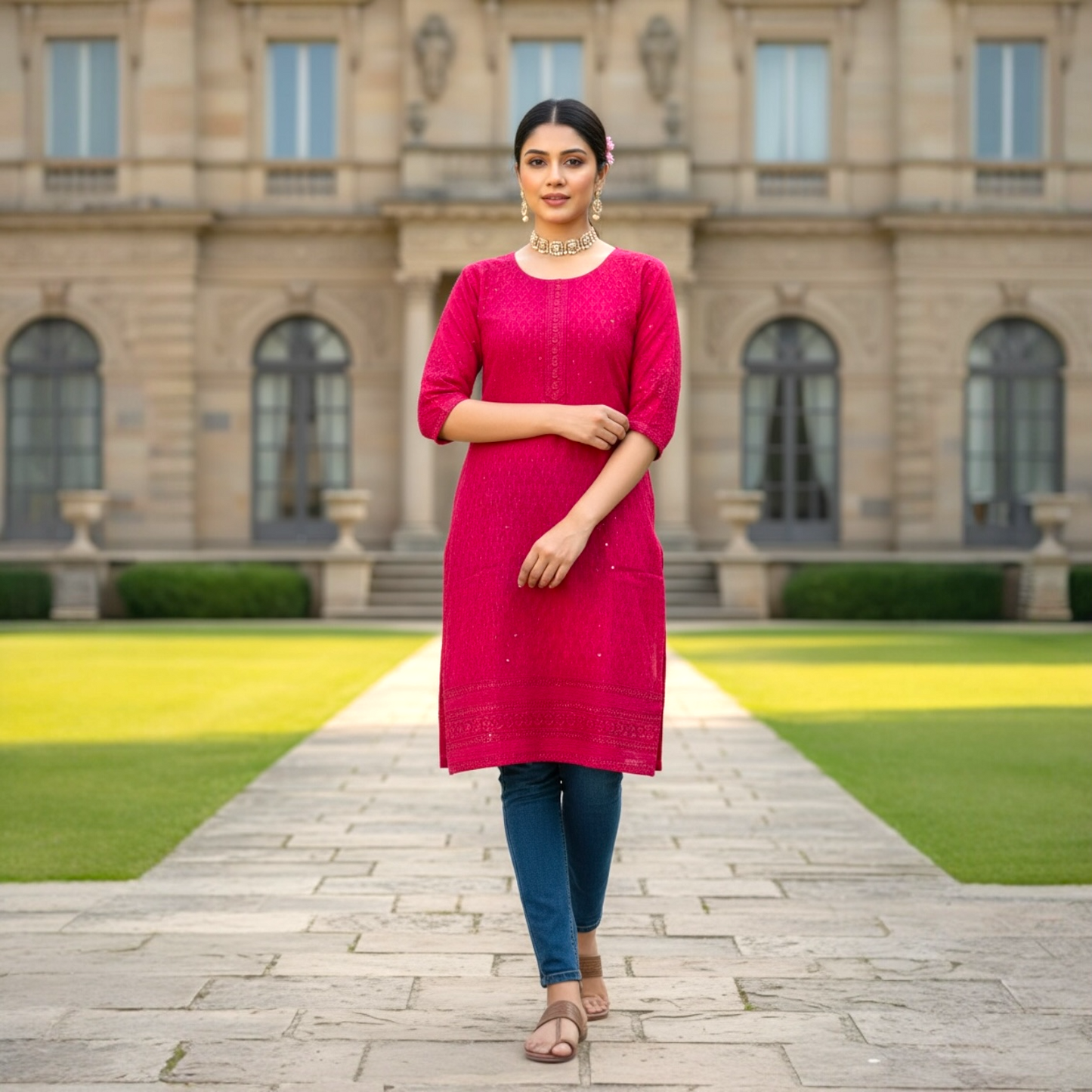 Palak creation chikankari women’s kurti top only
