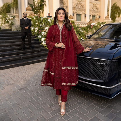 Azure Sequins embroidered Pakistani party wear