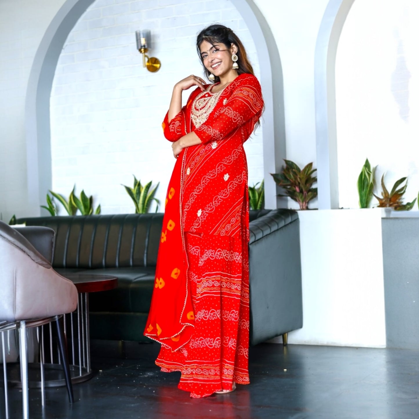 Bandhani print plazo set