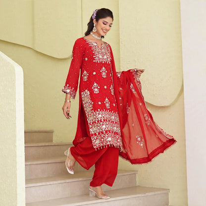 Heavy embroidered salwar kameej and palazzo set