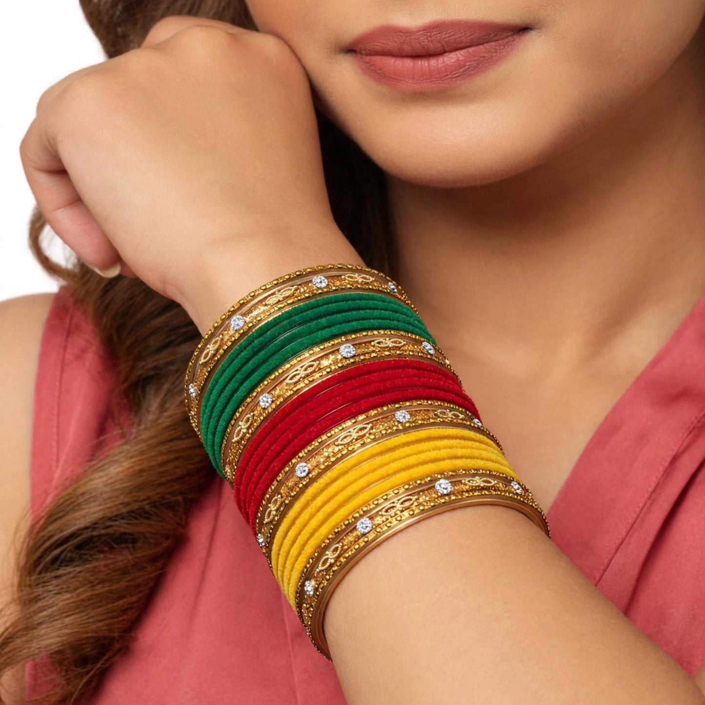 Gurudev fabric and metal bangles